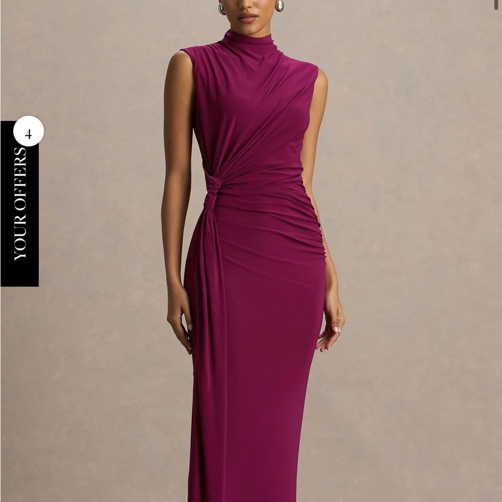Club L London Sleeveless Burgundy Evening Dress